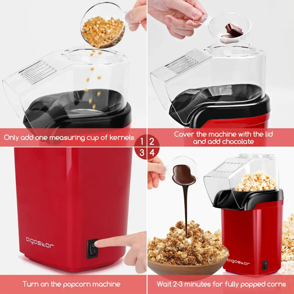Electric Hot-Oil Popcorn Popper Maker Automatic Stirring Popcorn Machine  For Home Party Kids 2L 220V