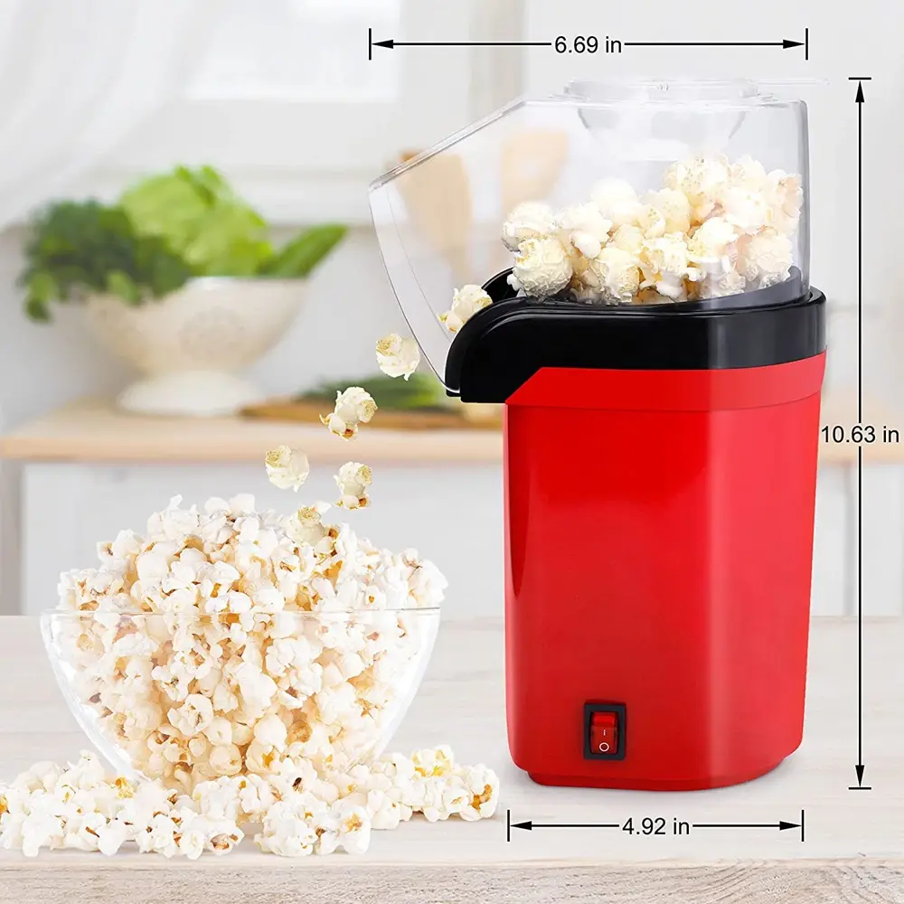 Automatic Stirring Popcorn Maker, 450W Electric Hot Oil Popcorn Machine  with Hot Air Circulation, Mini Automatic Popcorn Maker Machine, Healthy Oil-Free,  for Movie Night Kids Party Healthy Snacks